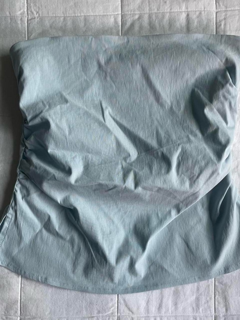 Bershka Light Blue Strapless Poplin Top - M